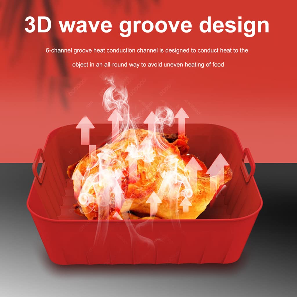 HASTHIP Air Fryer Silicone Baking Tray, 8.2 Inch Non-Stick Silicone Air Fryer Liners for 4-7QT, Reusable Square Air Fryer Oven Pot with Anti-Scalding Handles, Food Safe Air Fryers Accessories (Red) HASTHIP Air Fryer Silicone Baking Tray, 8.2 Inch Non-Stick Silicone Air Fryer Liners for 4-7QT, Reusable Square Air Fryer Oven Pot with Anti-Scalding Handles, Food Safe Air Fryers Accessories (Red)